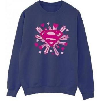 Superman Women's Pink Hearts and Stars Sweatshirt