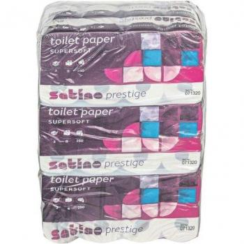 Satino Prestige 3-lagiges Toilettenpapier, hochweiß, 250 Blatt/Rolle