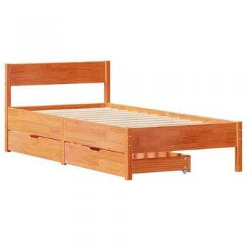 VidaXL Bett, Massivholzbett ohne Matratze Wachsbraun 90x190 cm Kiefernholz