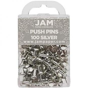 JAM PAPER Colorful Silver Push Pins