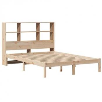 Bookcase Bed without Mattress 150x200 cm King Size Solid Wood Pine