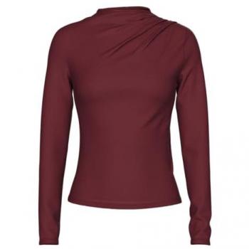 Pieces Damen Slim Fit Langarmbluse Rot PCMADISON