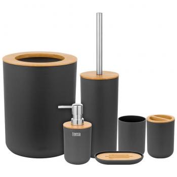 Teesa, Portarotoli e Accessori da Bagno Nero (6 Pezzi)