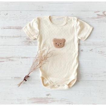 Soft Cotton Newborn Jumpsuit with Bear Head Design 0-24 Months
