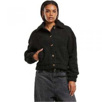 Urban Classics Ladies Short Sherpa Button Jacket Übergangsjacke schwarz