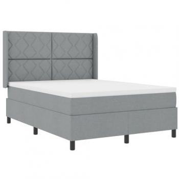 Cama Box Spring Led 160x200 Vidaxl con Colchón Gris Claro