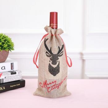 Bolsa decorativa de lino para botella de vino