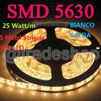 Striscia LED 5 Metri 300 SMD 5630 Alta Luminosità Bianco Caldo