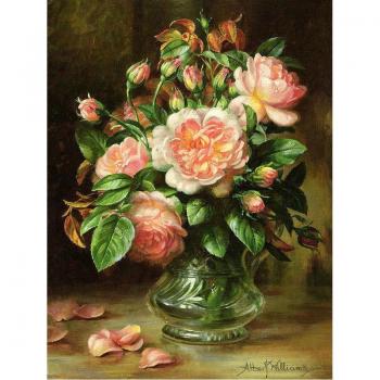 5D Diamant Mozaïek Roze Daisy Vol Rond 20X30CM