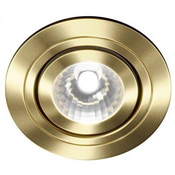 Satin Brass 35W Bathroom LED Downlight (Tiltable) – IP65, 93 x 115 x 93 mm