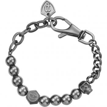 Pulsera Police Jewels Vertex de Acero Negro y Plateado para Hombre