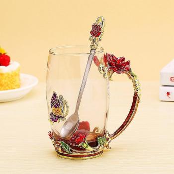 Klarglas Wasserbecher mit Löffel