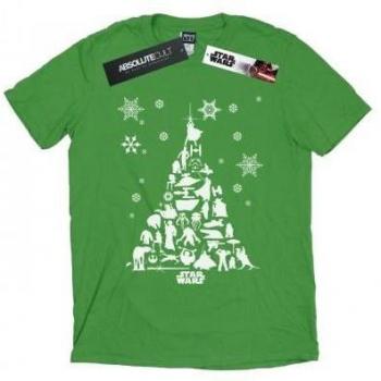 Star Wars Women's Holiday Tree Boyfriend T-Shirt L Forest Green