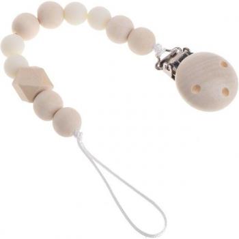 Wooden Pacifier Clip Chain with Nipple Holder