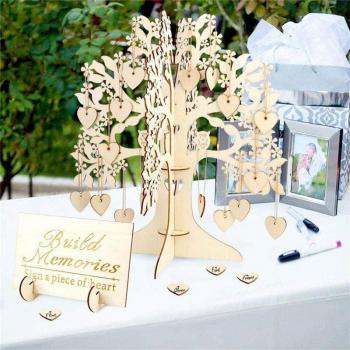 Wedding Guest Book with 3D Heart Pendants