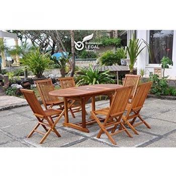 Tavolo da giardino CONCEPT U 6 posti + 6 sedie in teak oliato Lubok