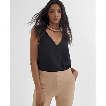 Lola Casademunt Top de Mujer Tirantes y Cuello Pico Negr