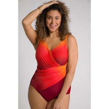 Costume da bagno con coppe morbide e drappeggio, Donna, Rosso, Taglia 66, Poliestere/Fibre sintetiche/Elastan