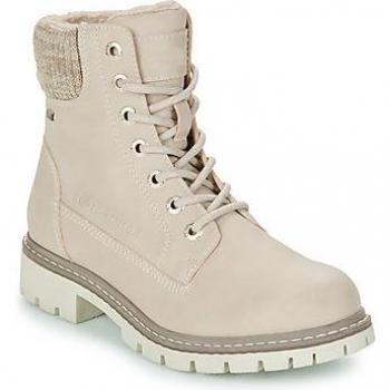 Tom Tailor Damen Winter Stiefel Boots Stiefelette warm Schnürer beige 4290830008