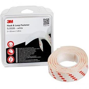 3M SJ352B 25mm x 1.25m White Velcro Strip