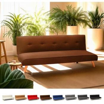 Canapé transformable 2 places polyester marron Larimar – Salon & séjour