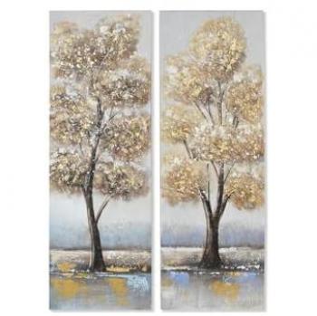 Cuadro con Motivo de Árbol Dorado, Madera MDF 30×3×90 cm – Espiritu Hogar
