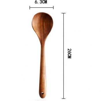 Set de cuisine en bois de teck 7 pièces avec passoire et cuillère spéciale