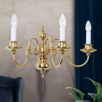 ORION Imke 3-light Wall Lamp, Polished Brass Finish