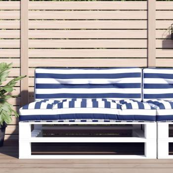 Cojines decorativos para sofá de palets 2 piezas azul y blanco