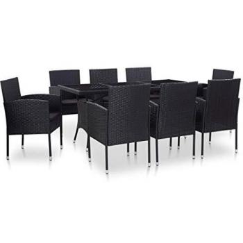 tlg. Garten-Essgruppe Poly Rattan Schwarz