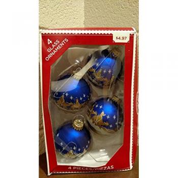 Weihnachtsbaumkugel KREBS GLAS LAUSCHA Bethlehem, Weihnachtsdeko, Christbaumschmuck, Christbaumkugeln Glas Weihnachtsbaumkugeln Gr. 7 cm, blau (blau, goldfarben) Ø ca. 7 cm