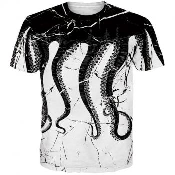 Idgretim Tintenfisch 3D Druck T-Shirt – Jungen, Kurzarm, M/W