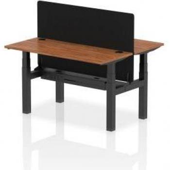Air‑Back Bench Office Desk, 2‑Person, Height‑Adjustable, Walnut Finish – 1400×600mm