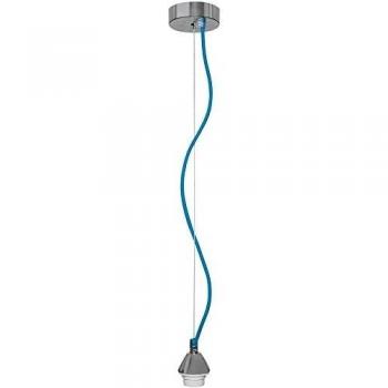 E27 60 W Pendelleuchte 120 cm in Chrom – Farbige Textilkabel