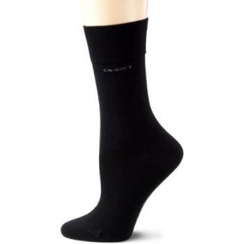 Camano Unisex Socken, 2er Pack, Schwarz, Größe 43-46, verstärkte Zehen und Fersen