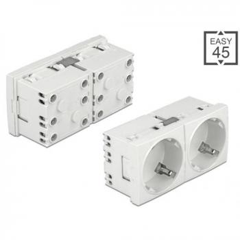 Delock, Steckdosenleiste, Easy 45 Schutzkontakt-Steckdose 45°-Anordnung 2-fach (2 x, CEE 7/3)