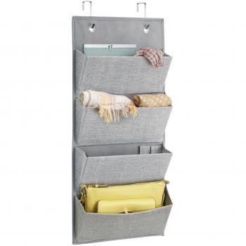 Aldo Over-the-Door Storage Solution by InterDesign, 4 Compartments, Grey, Constructed from Polypropylene