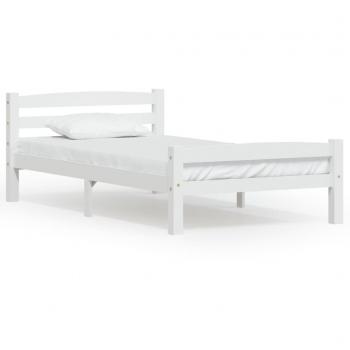 Estructura de cama de madera maciza blanca 90x200 cm