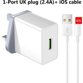 UK Plug Quick Charge QC 3.0 USB Charger 5V 2.4/3A