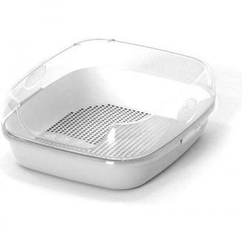 Réservoir de litière surdimensionné avec protection anti‑projection