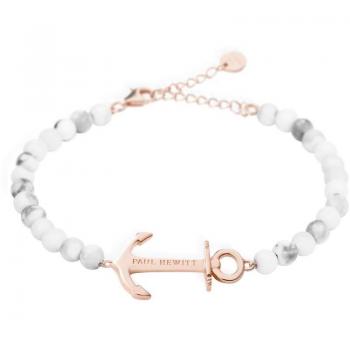 Bracciale donna con perle di marmo e ciondolo ancora di Paul Hewitt