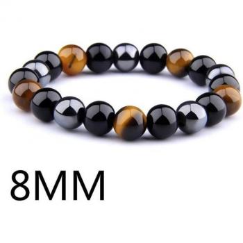 8MM tiger eye-21cm -Bracelets œil de tigre naturel pour hommes et femmes,perles d'onyx poli,en hématite,élastique,à la mode