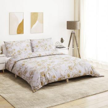 Housse de couette en coton blanc et marron 225x220 cm