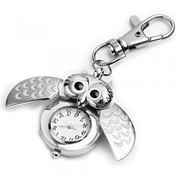 Antique Mailanda Owl Pendant with Long Chain and Quartz Pocket Watch