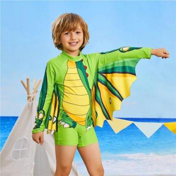 Maillot unijambiste pour garçon, protection UV intégrée, couvre-oreille et bandeau