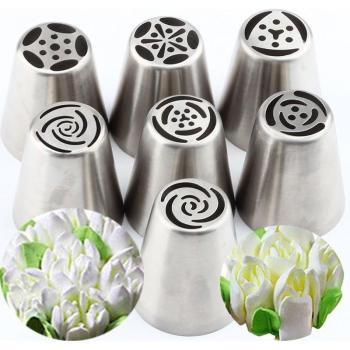 7-Piece Stainless Steel Cake Decorating Nozzle Kit
