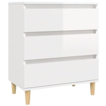 Cassettiera mobile Credenza buffet per cucina e soggiorno, 60x35x70 cm, legno bianco lucido – modello 020030660
