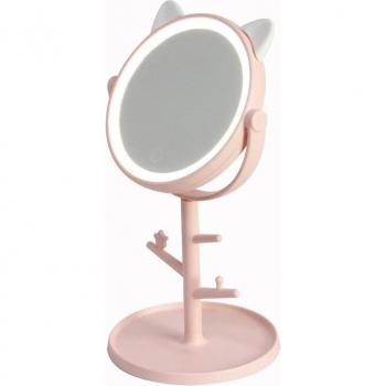 Multi-Function Touch Screen Makeup Mirror with Cosmetics Rack