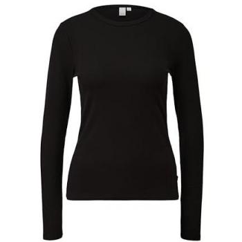 QS Damen Langarmshirt mit Rippstruktur und Slim Fit