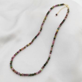 Collier en Tourmaline 50cm avec Perles et Or 14 carats